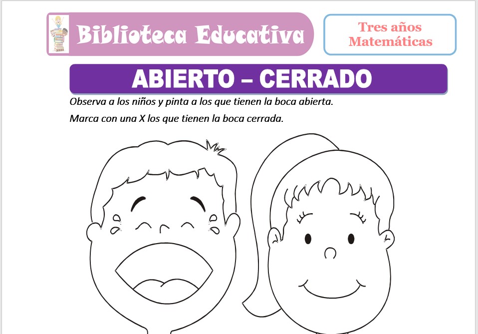 Modelo de la Ficha de Abierto - cerrado para niños de nivel inicial