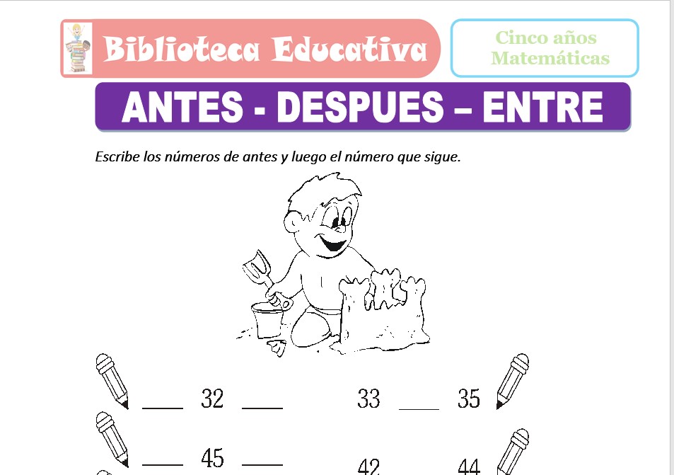 Modelo de la Ficha de Antes - después – entre para niños de nivel inicial
