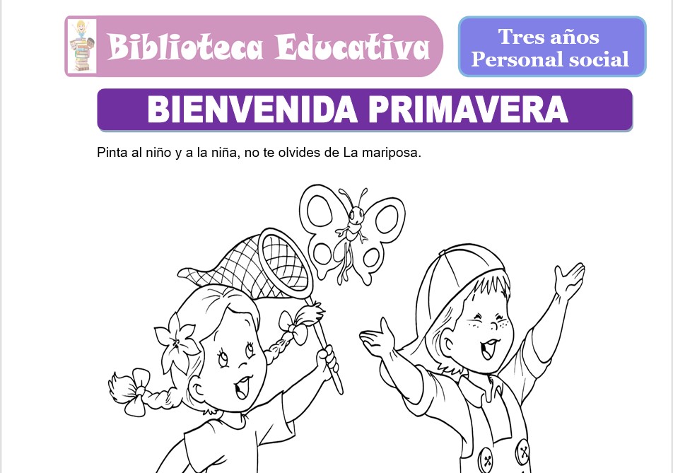 Modelo de la Ficha de Bienvenida primavera para niños de nivel inicial
