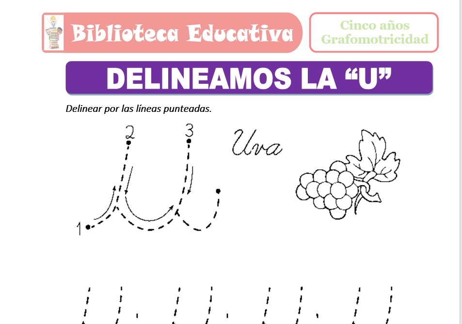 Modelo de la Ficha de Delineamos la “u” para niños de nivel inicial