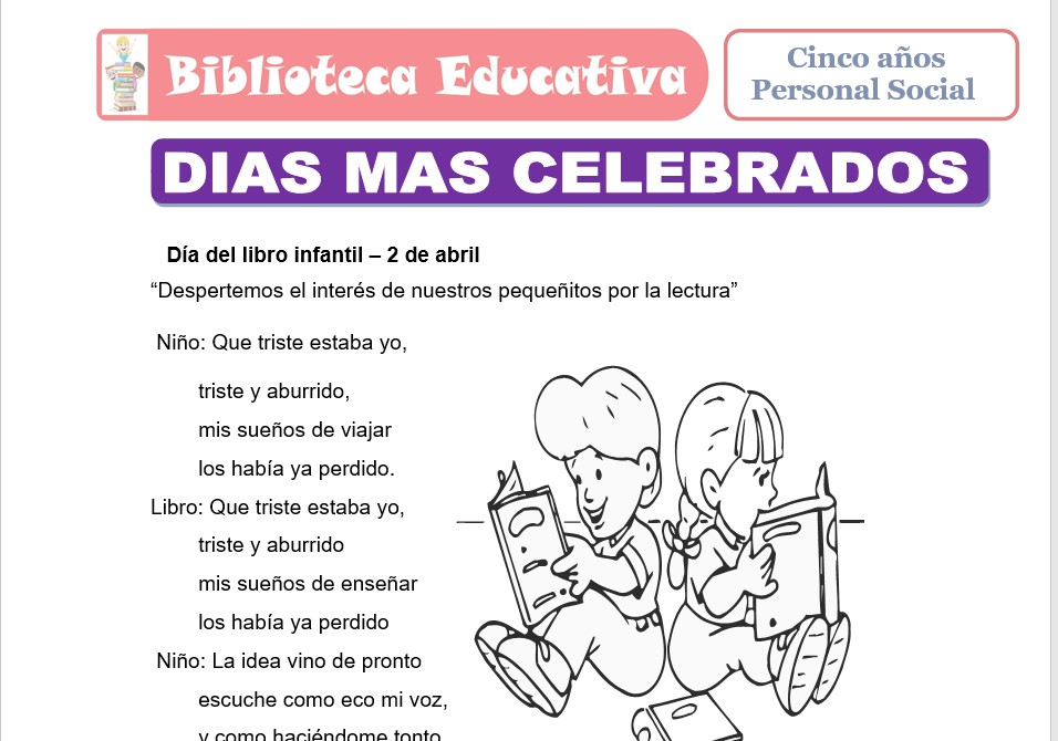 Modelo de la Ficha de Días más celebrados para niños de nivel inicial