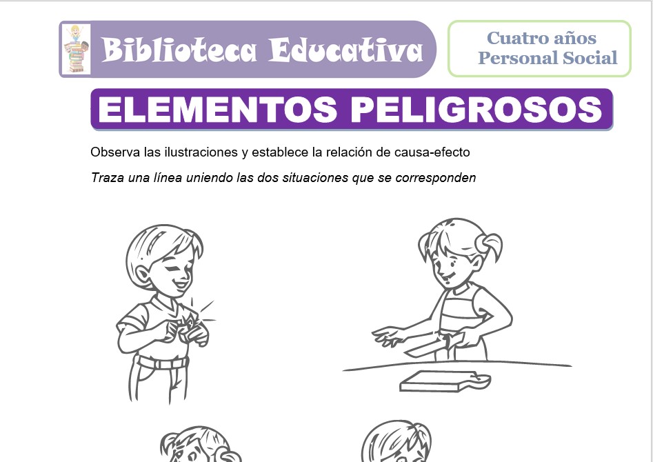 Modelo de la Ficha de Elementos peligrosos para niños de nivel inicial