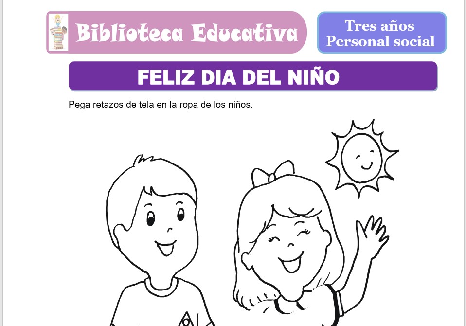Modelo de la Ficha de Feliz día del niño para niños de nivel inicial
