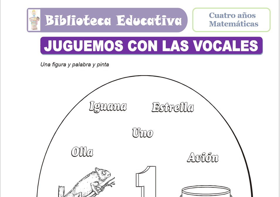 Modelo de la Ficha de Juguemos con las vocales para niños de nivel inicial