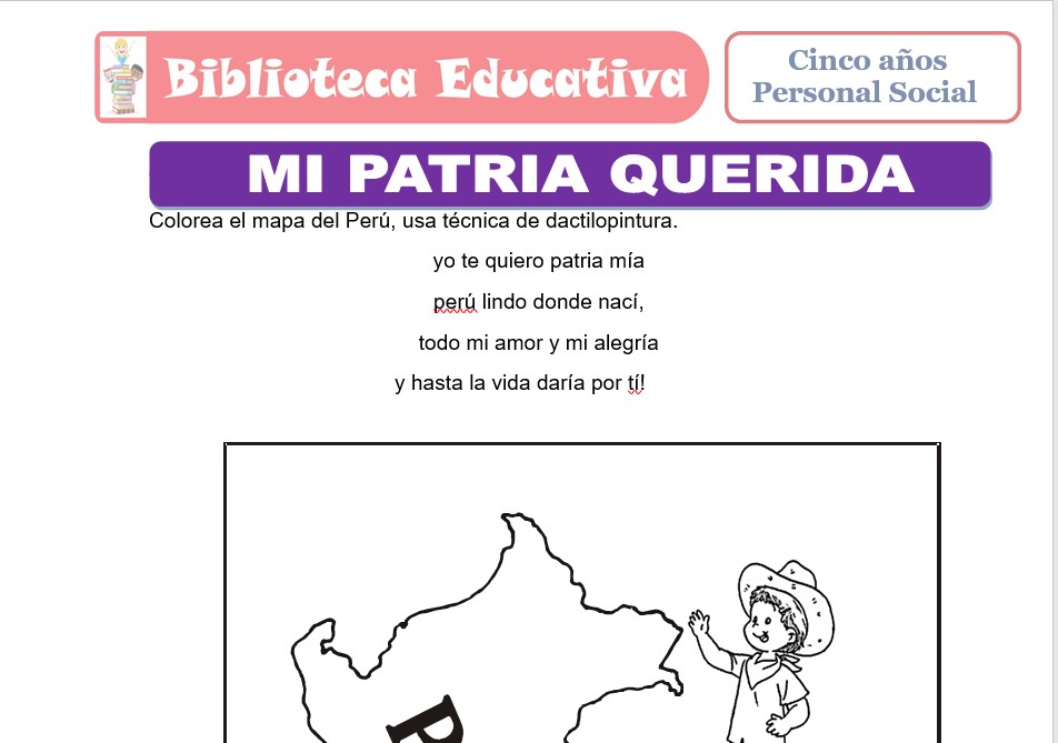 Modelo de la Ficha de Mi patria para niños de nivel inicial