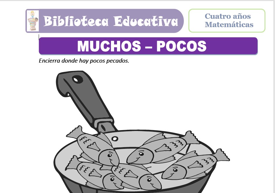 Modelo de la Ficha de Muchos - pocos para niños de nivel inicial