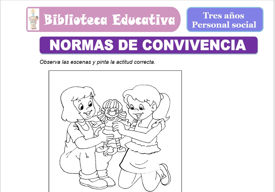 Modelo de la Ficha de Normas de convivencia para niños de nivel inicial