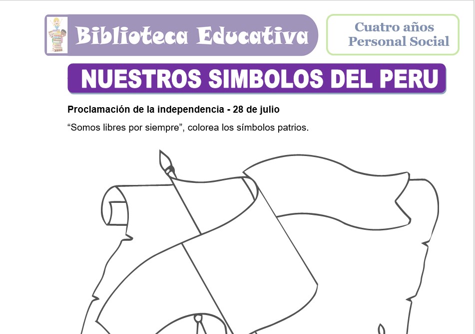 Modelo de la Ficha de Nuestros símbolos del Perú para niños de nivel inicial