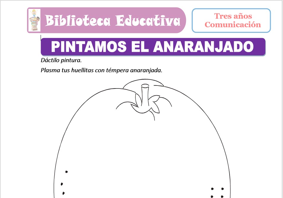 Modelo de la Ficha de Pintamos el anaranjado para niños de nivel inicial