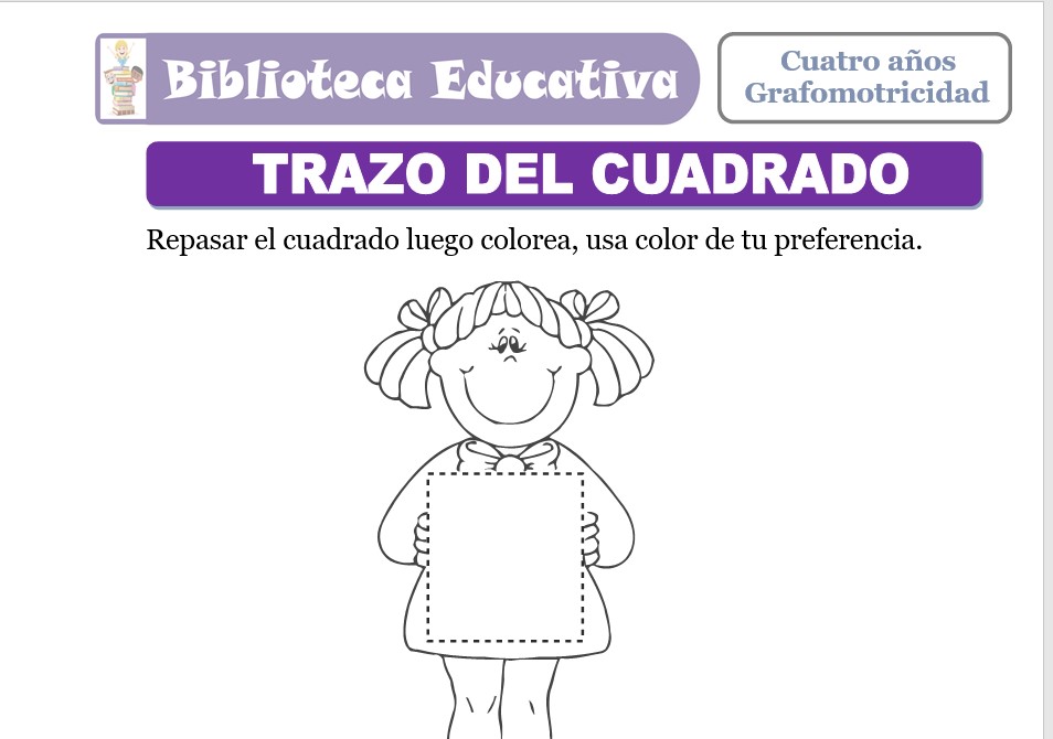 Modelo de la Ficha de Trazo del cuadrado para niños de nivel inicial