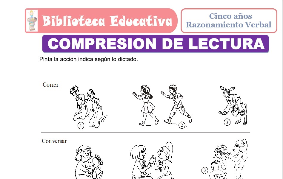 Modelo de la Ficha de Comprensión de Lectura para niños de nivel inicial