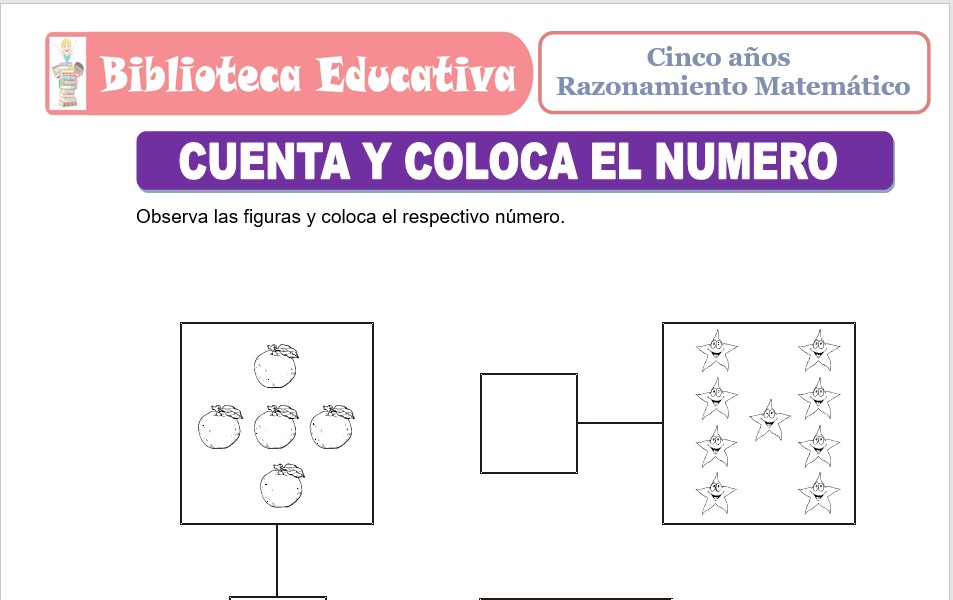 Modelo de la Ficha de Cuenta y coloca el Numero para niños de nivel inicial