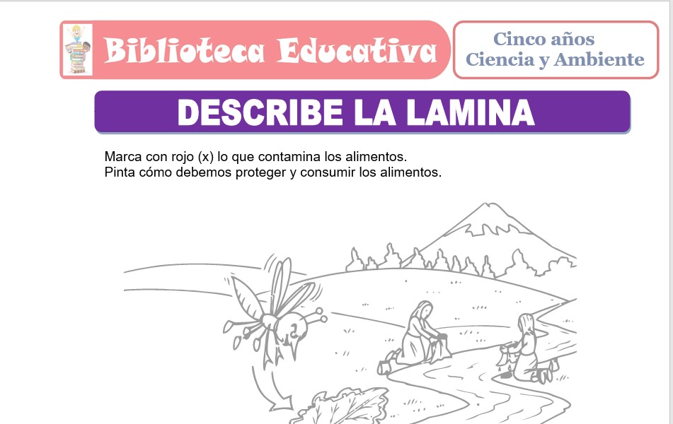 Modelo de la Ficha de Describe la Lamina para niños de nivel inicial