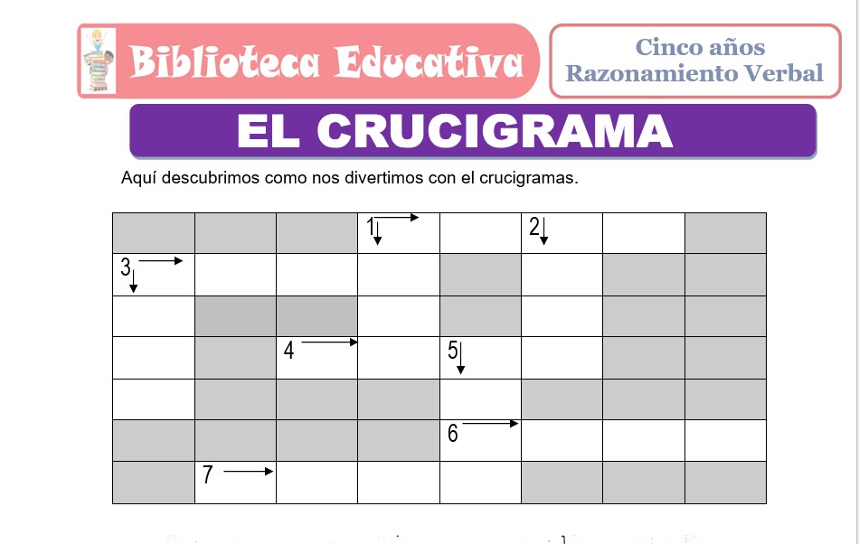 Modelo de la Ficha de El Crucigrama para niños de nivel inicial