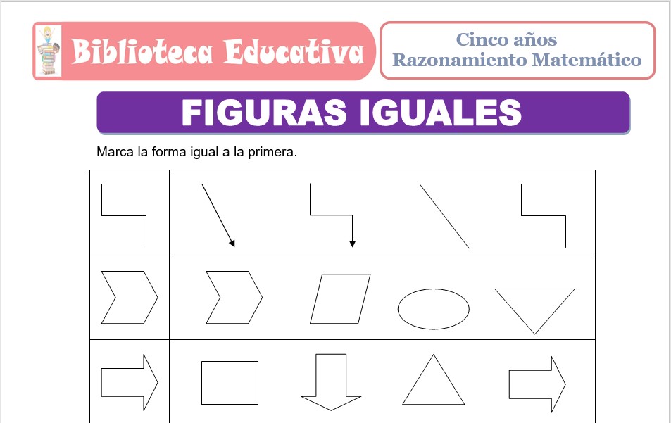 Modelo de la Ficha de Figuras Iguales para niños de nivel inicial