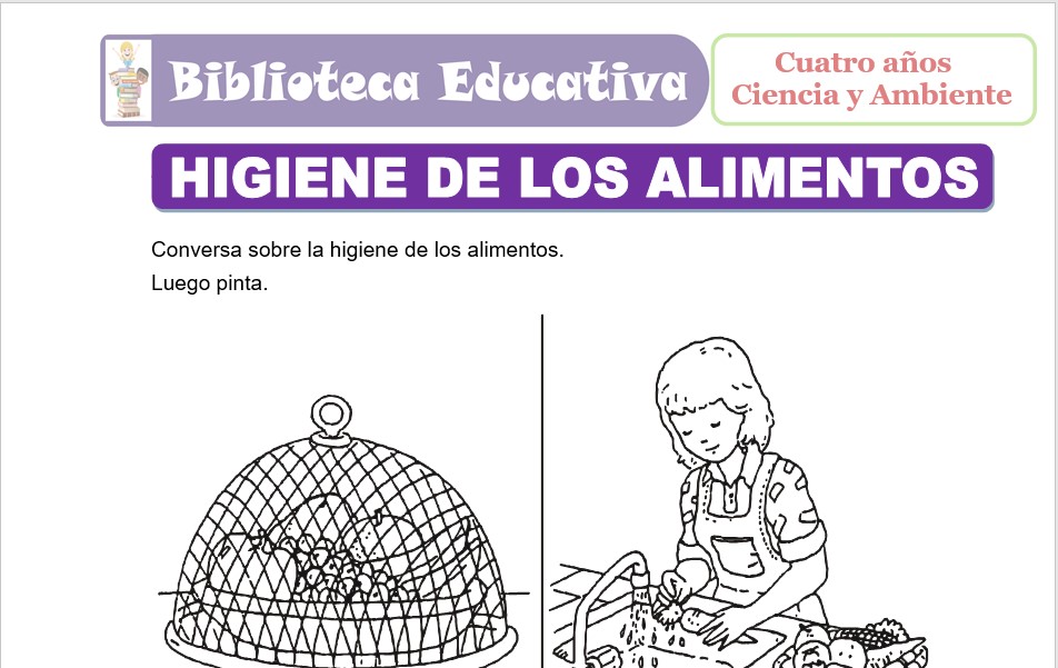 Modelo de la Ficha de Higiene de los Alimentos para niños de nivel inicial