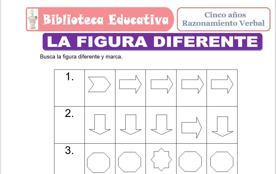 Modelo de la Ficha de La Figura Diferente para niños de nivel inicial