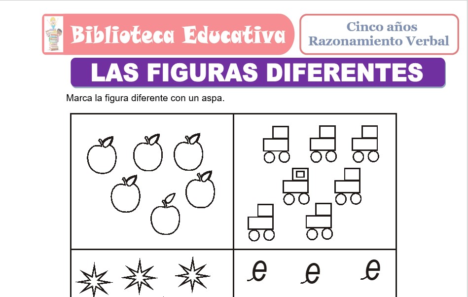 Modelo de la Ficha de Las Figuras diferentes para niños de nivel inicial
