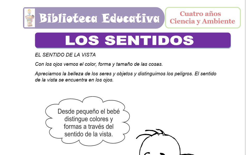 Modelo de la Ficha de Los Sentidos para niños de nivel inicial