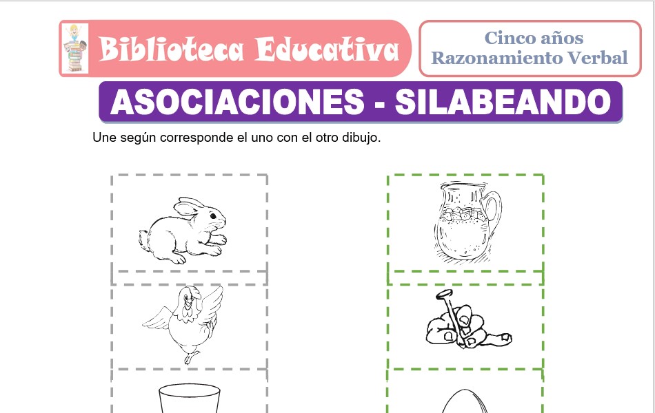 Modelo de la Ficha de Asociaciones - Silabeando para niños de nivel inicial