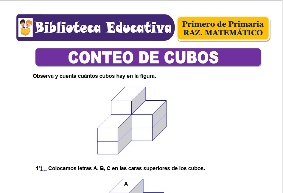 Modelo de la Ficha de Conteo de cubos para Primero de Primaria