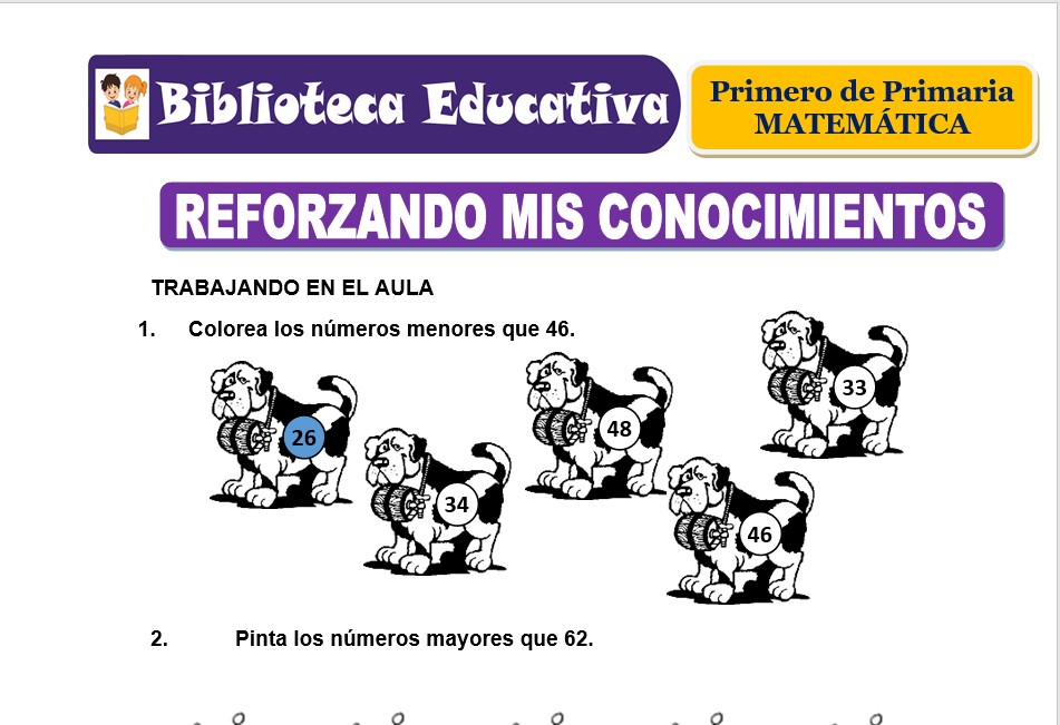 Modelo de la Ficha de Reforzando mis conocimientos para Primero de Primaria