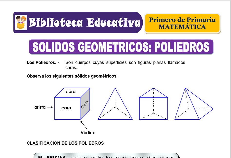 Modelo de la Ficha de Sólidos geométricos - poliedros para Primero de Primaria