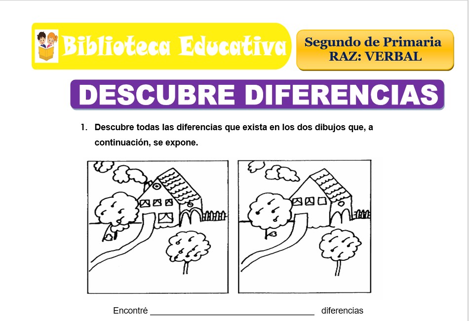 Modelo de la Ficha de Descubre diferencias para Segundo de Primaria