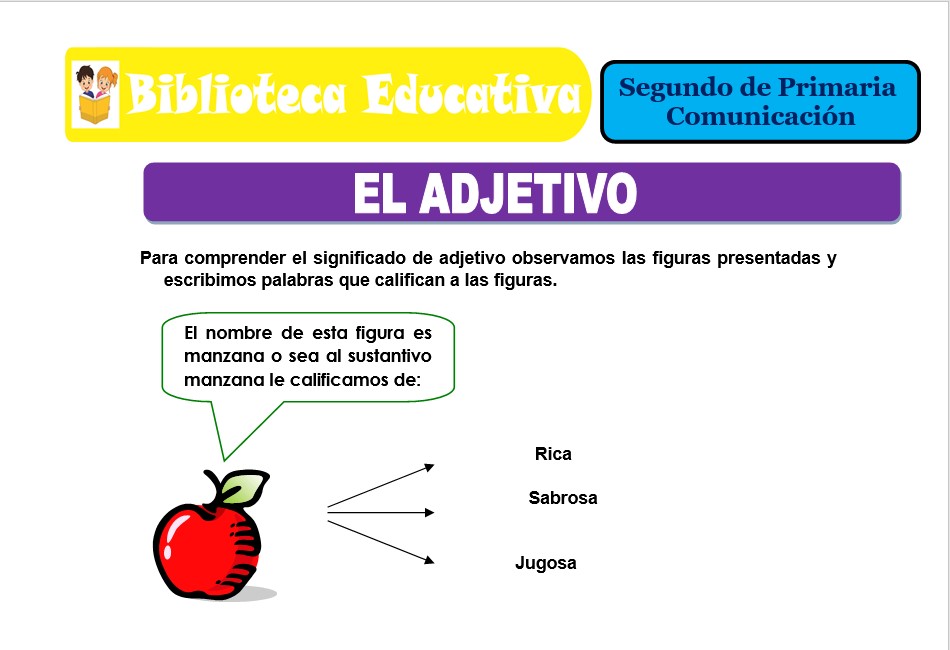 Modelo de la Ficha de El adjetivo para Segundo de Primaria