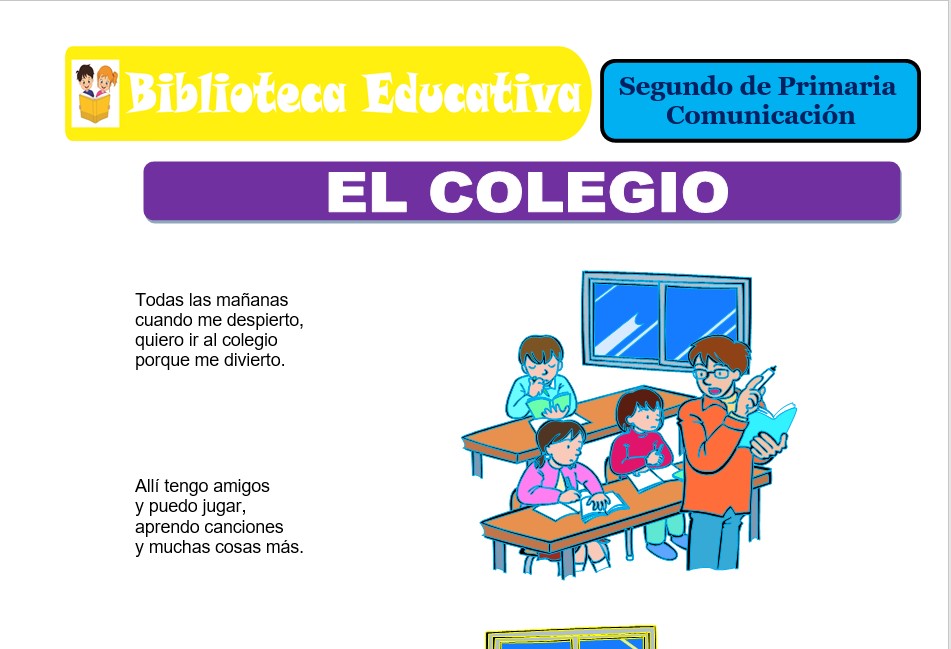 Modelo de la Ficha de El colegio para Segundo de Primaria