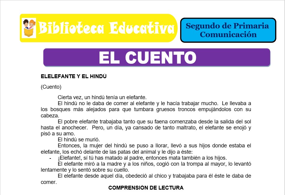 Modelo de la Ficha de El cuento para Segundo de Primaria