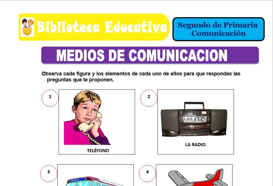 Modelo de la Ficha de Elementos de comunicación para Segundo de Primaria