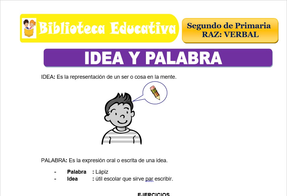 Modelo de la Ficha de Idea y palabra para Segundo de Primaria Modelo de la Ficha de Idea y palabra para Segundo de Primaria