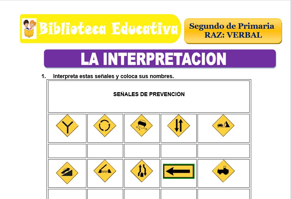 Modelo de la Ficha de La interpretación para Segundo de Primaria