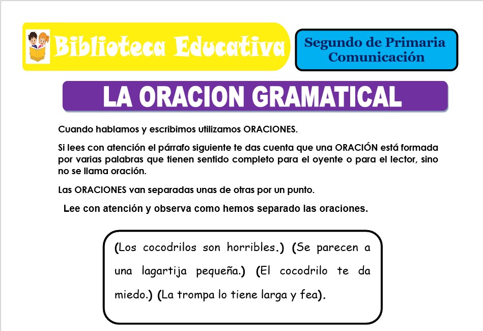 Modelo de la Ficha de La oración gramatical para Segundo de Primaria