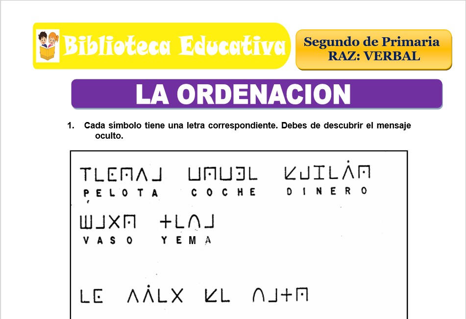 Modelo de la Ficha de La ordenación para Segundo de Primaria