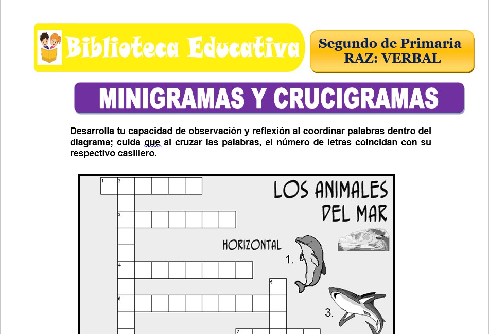 Modelo de la Ficha de Minigramas y crucigramas para Segundo de Primaria