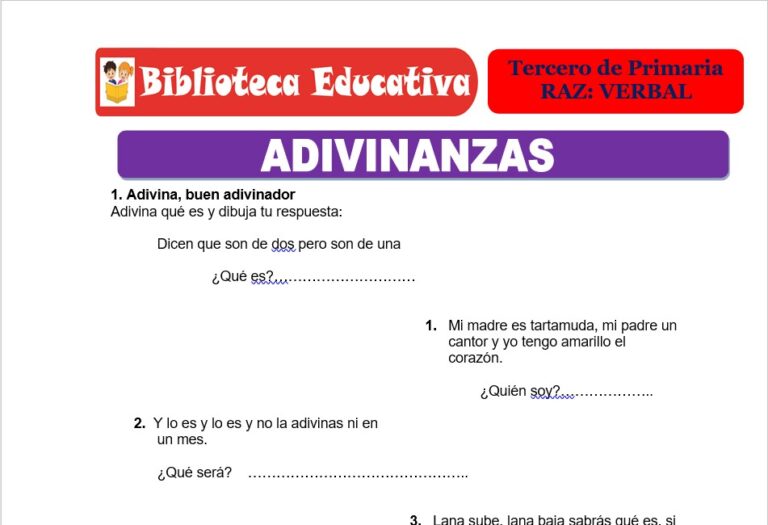 Adivinanzas para Tercero de Primaria – Biblioteca Educativa