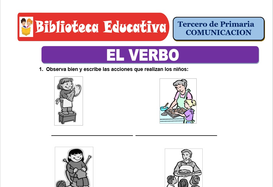 Modelo de la Ficha de Escribo el verbo para Tercero de Primaria