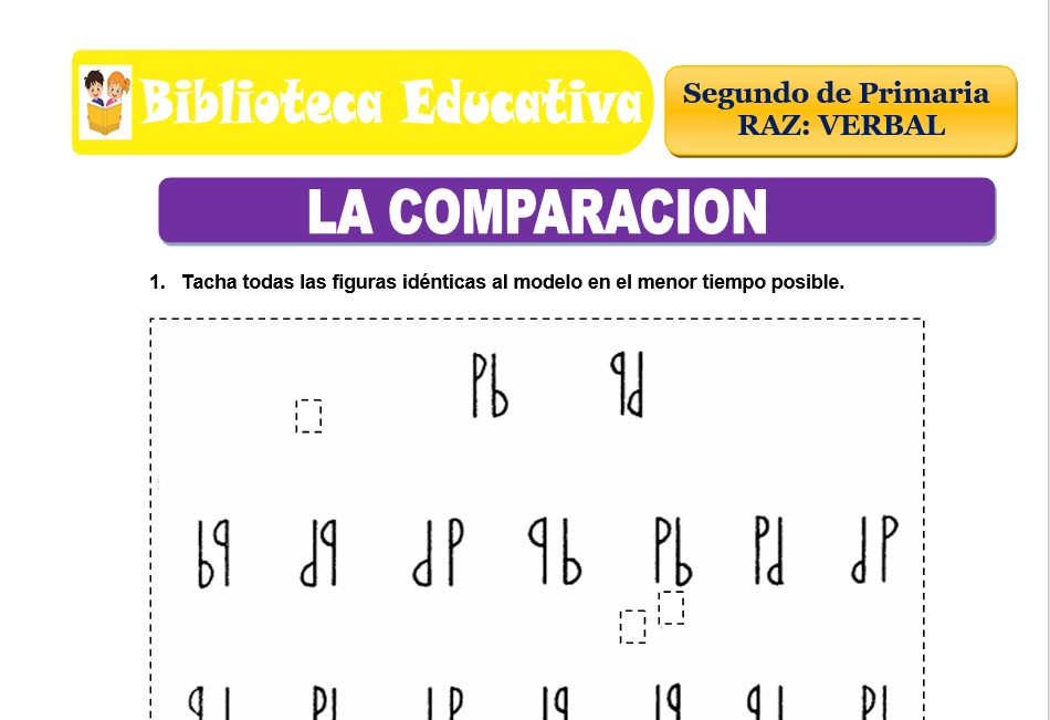 Modelo de la Ficha de La comparación para Segundo de Primaria