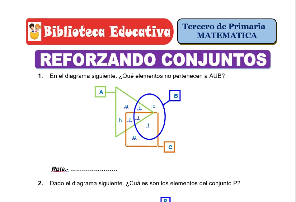 Modelo de la Ficha de Reforzando conjuntos para Tercero de Primaria