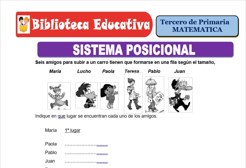 Modelo de la Ficha de Sistema Posicional para Tercero de Primaria